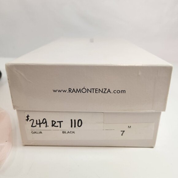 Ramon Tenza Galia Open Toe Black Heels Women 7M Striped Spain with Box Shoe Bag - Picture 13 of 13
